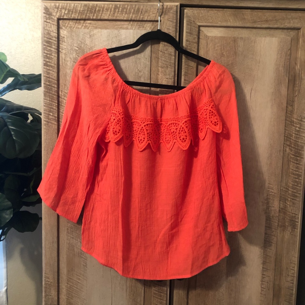 NWOT Coral Peasant Top